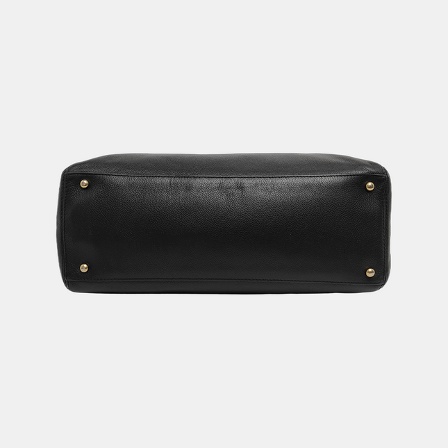 Chanel Cerf Executive Black Caviar Leather Handbag Gold Hardware