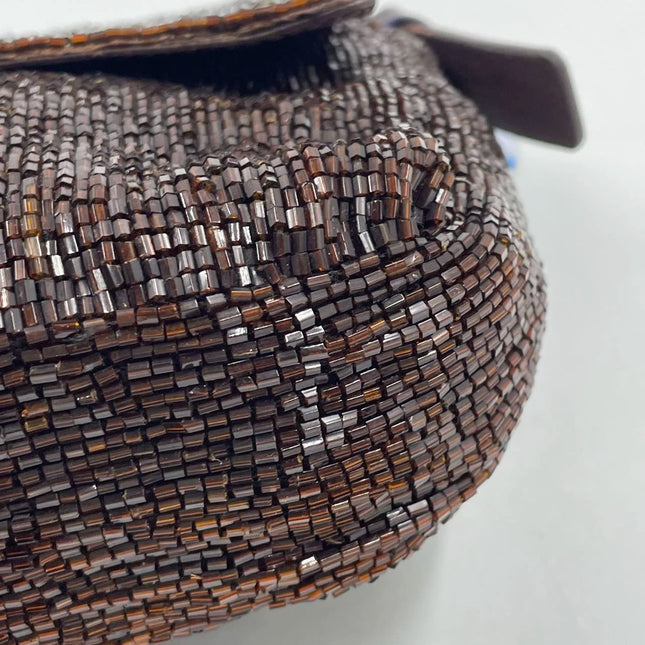 Sold Fendi Baguette Vintage Dark Chocolate Brown Glitter Beads