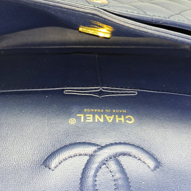 Chanel Classic Flap Small Navy Lambskin Leather Gold Hardware