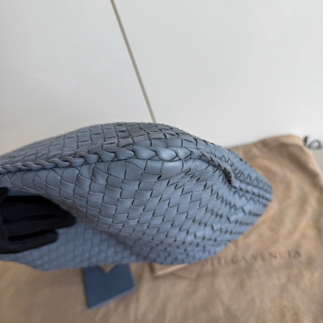 Bottega Veneta Veneta Hobo Misty Blue Intrecciato Leather Bag Medium 45cm