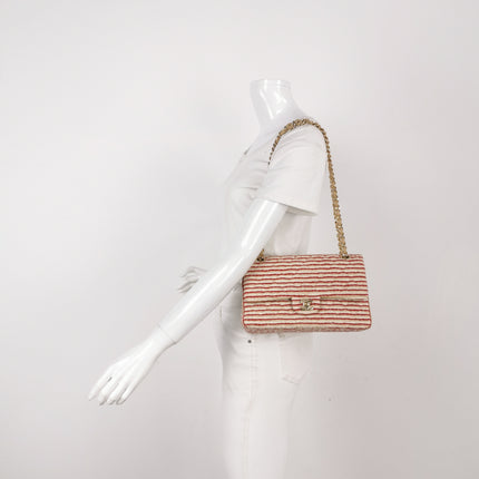 Chanel Classic Flap Red White Striped Medium Jersey Coco Sailor