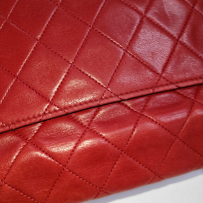 Chanel Classic Flap Vintage 1989 Red Lambskin Leather with 24k Gold Hardware