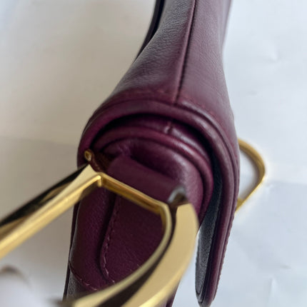 Dior Saddle Vintage Burgundy Purple Wine Calfskin Leather Gold Hardware Shoulder Bag