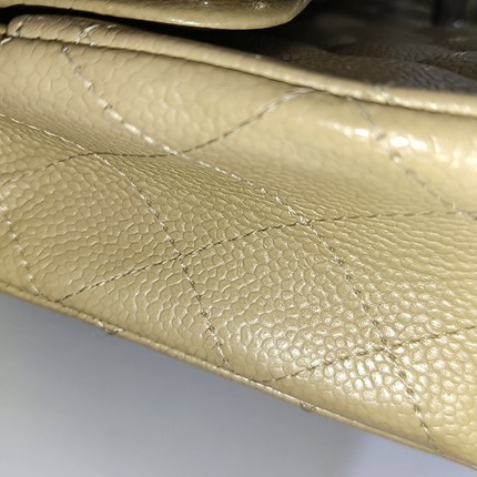 Chanel Timeless Classic Flap Medium Beige Caviar Leather Silver Hardware, 2005-2006