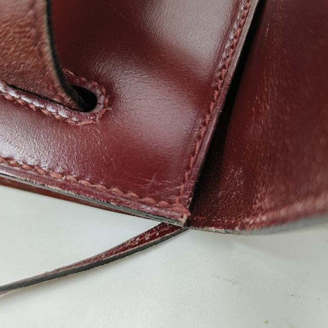 Hermes Kelly 32 Sellier Burgundy Box Leather Gold HW 1987