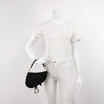Dior Saddle Mini Silk Handbag Black with crystals