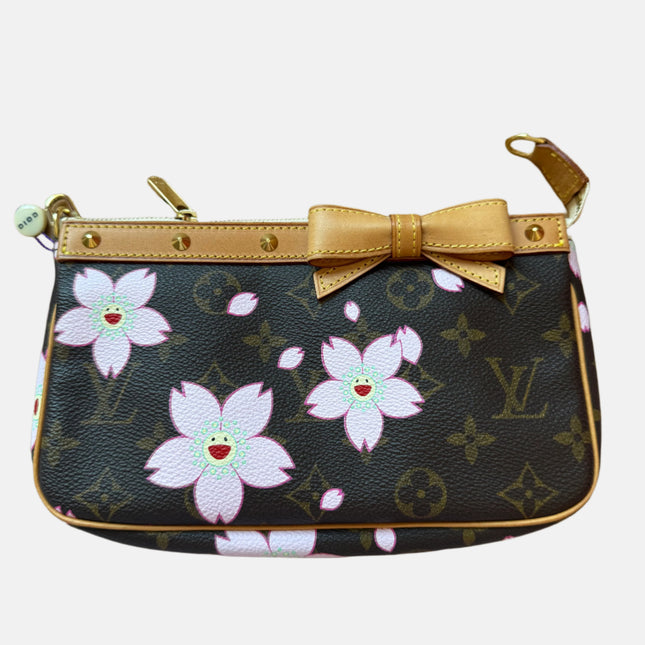 Louis Vuitton x Takashi Murakami Cherry Blossom on Brown Monogram Pochette Accessoire-Luxbags