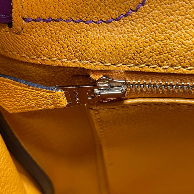 Hermes Birkin 30 HSS Special Order Anemone Purple Swift Leather Mango Yellow Interior GHW, 2017