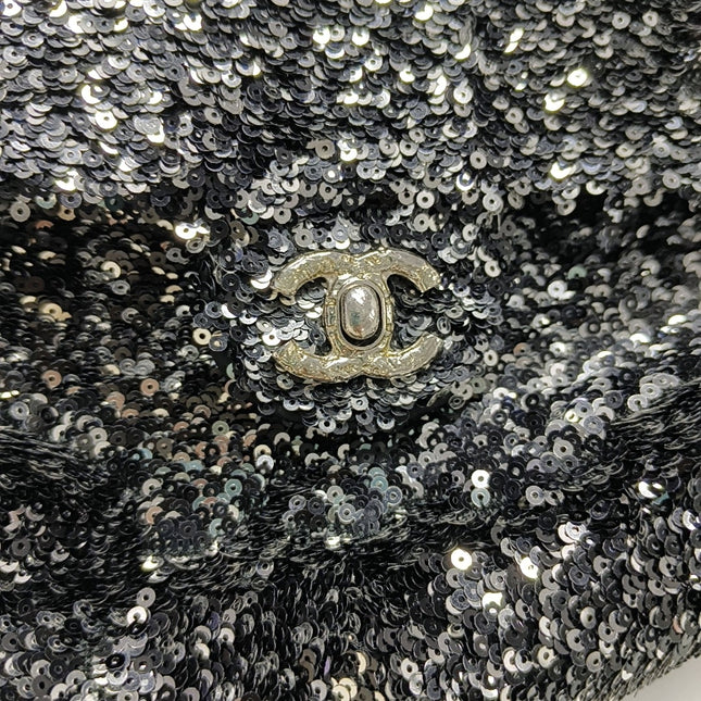 Chanel Mini Flap Bag Mini Black Glitter Sequins