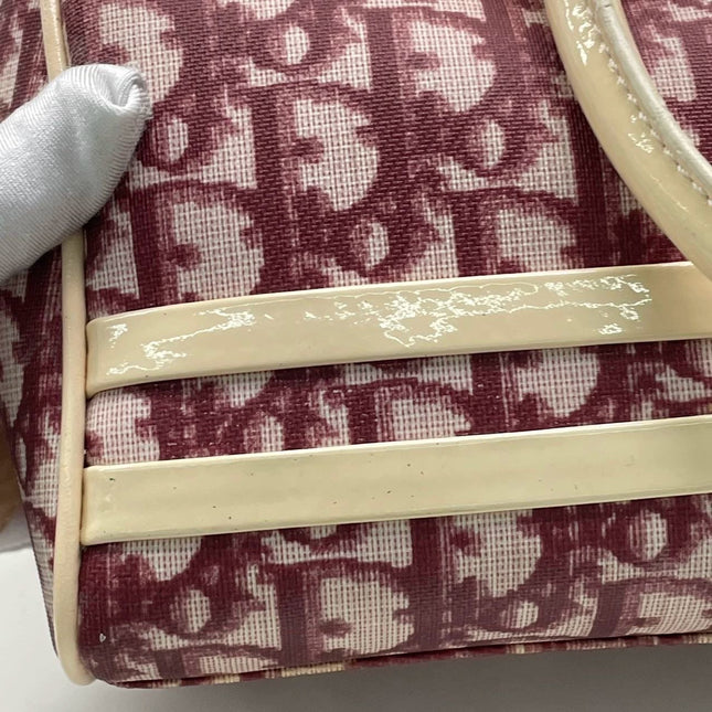 Dior No. 1 Rasta Trotter Bowling Bag Red Oblique Canvas White Patent Leather