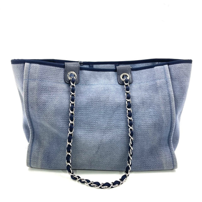 Chanel Deauville Tote Medium Navy Denim Top Handle