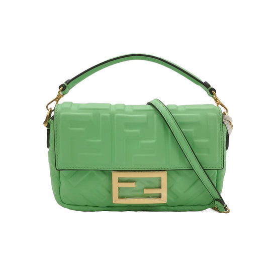 Fendi Baguette Mini Green Nappa Leather Crossbody Bag-Luxbags