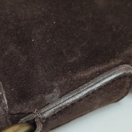 Miu Miu Brown Suede Leather Shoulder Bag Snap Hook