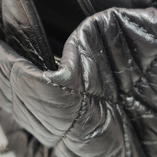 Chanel 2.55 Black Shiny Calfskin leather Tote Bag