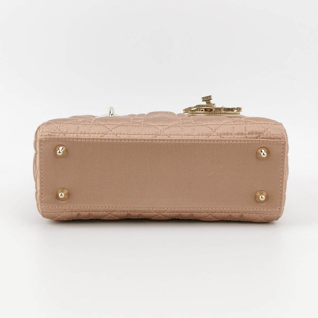 Sold Lady Dior Small My AbcDior 2019 Beige Silk Handbag Crystal Charms