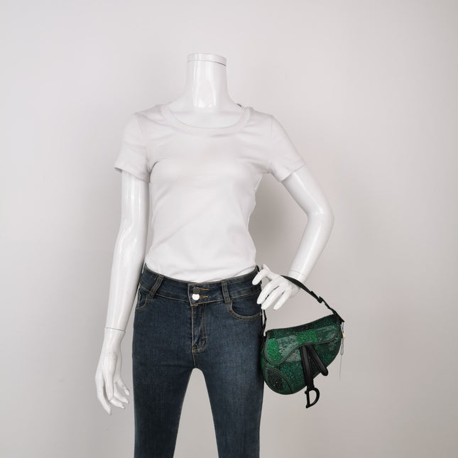 Sold Dior Saddle Mini 2019 Black and Green Beaded Shoulder Bag