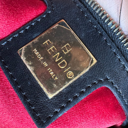 Sold Fendi Baguette Black Furry Pink Interior Shoulder Bag