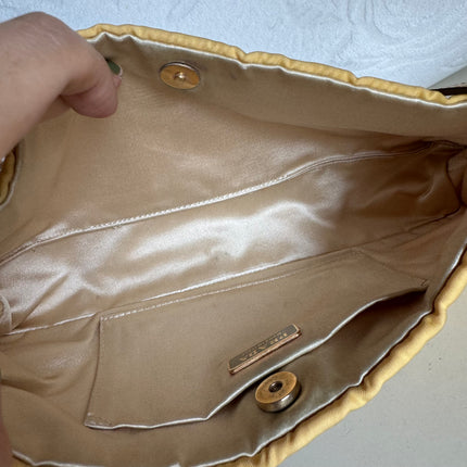 Prada Chain Shoulder Bag Nylon Yellow with Gold-tone Chain