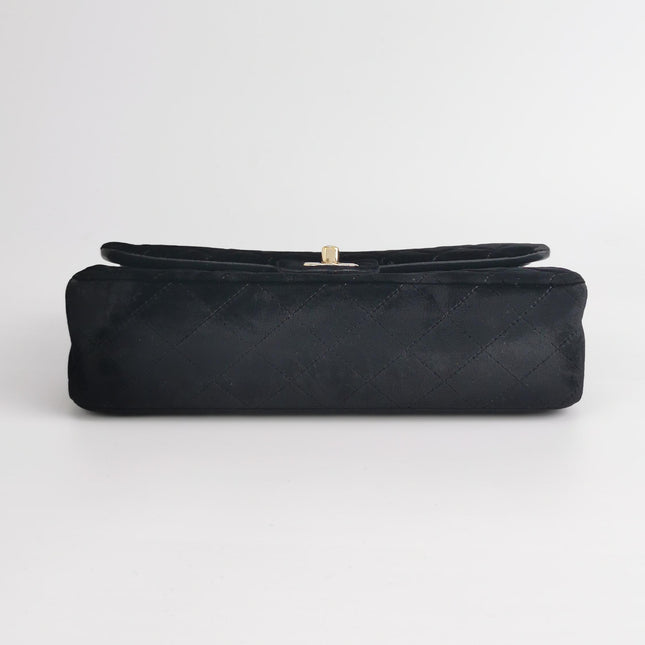 Chanel Classic Flap Medium Black Velvet Gold Hardware, 2014-2015