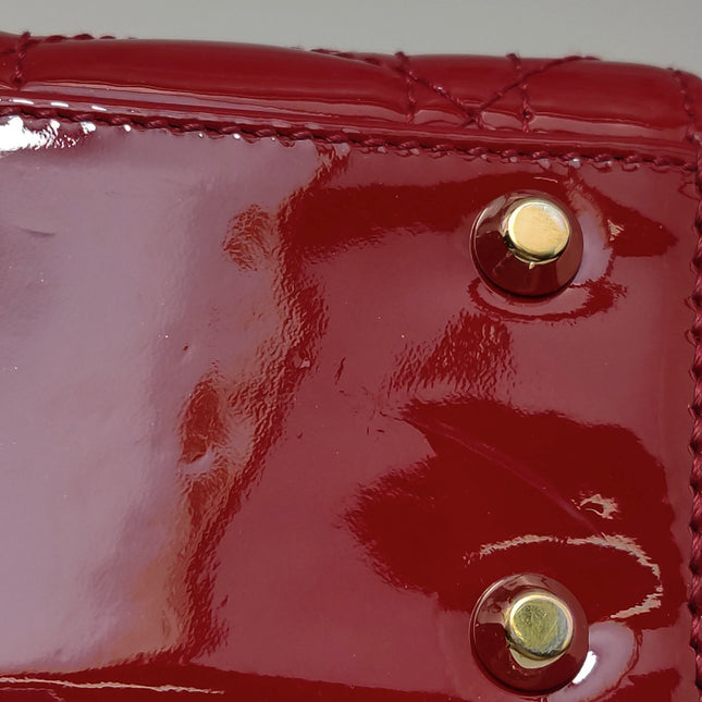 Lady Dior Mini 2019 Red Patent Leather Gold-tone Chain Strap