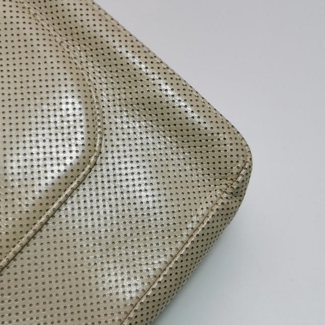 Chanel Vintage Classic Flap Bi-color Beige Perforated Leather and Red Leather Strap Bag, 2000-2002