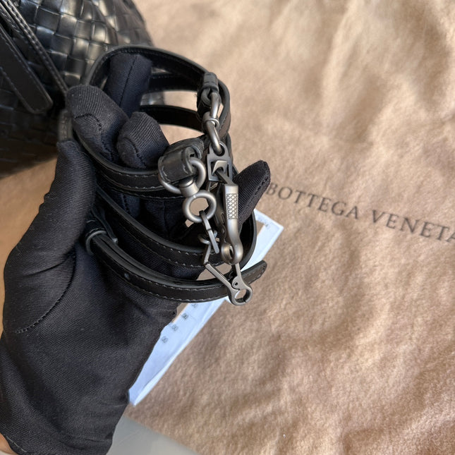 Bottega Veneta Roma Handbag Bag Intrecciato Nappa Leather Black Mini 25cm