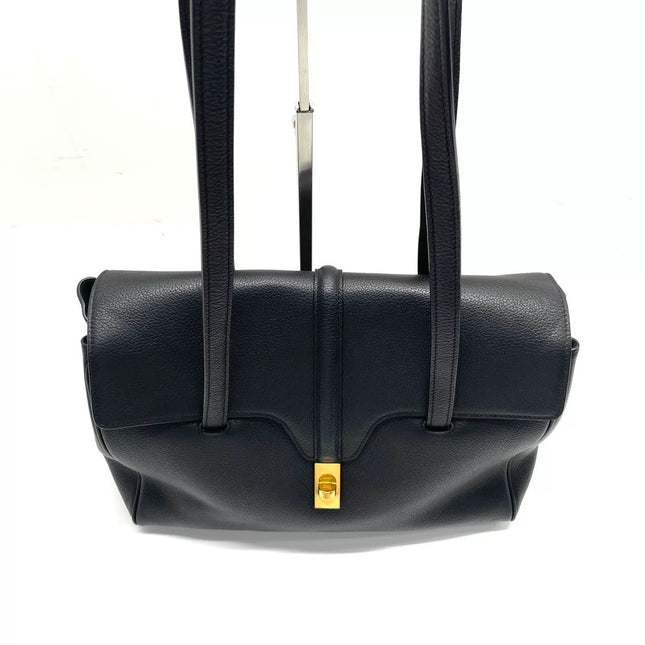 Celine Soft 16 Bag Medium Black Grained Calfskin Leather