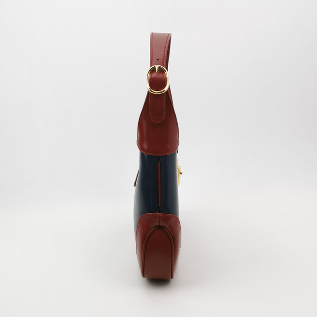 Gucci Jackie 1961 Small Navy and Burgundy Leather Crossbody Bag