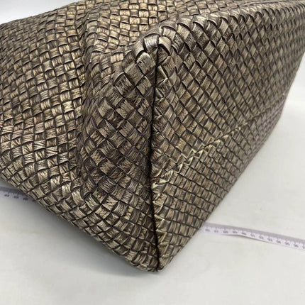 Bottega Veneta Cabat Large Intreccio Deerskin Leather Tote Bag Gold