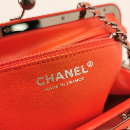 Chanel KissLock Coral Orange Velvet Crossbody Bag