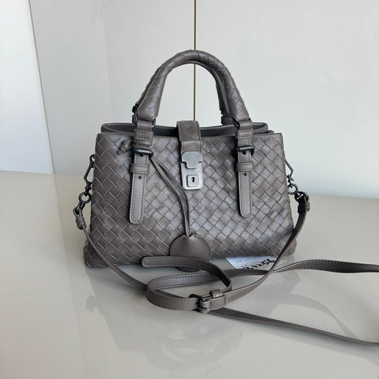 Bottega Veneta Roma Handbag Bag Intrecciato Nappa Leather Grey Large Mini 25cm-Luxbags