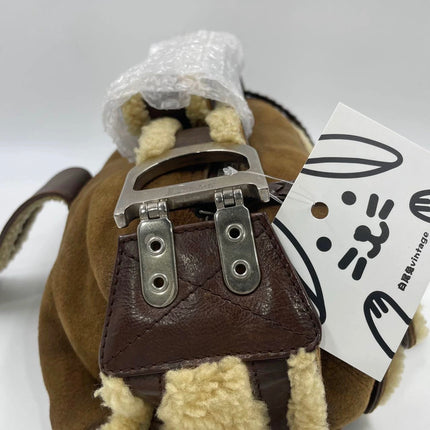 Dior Flight Medium Brown Shearling Leather Shoulder Bag