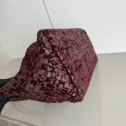 Bottega Veneta Cabat Large Intreccio Burgundy Leather and Velvet 40cm