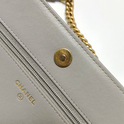 Chanel Wallet on Chain Boy Flap Grey Caviar Leather Gold Hardware 2018