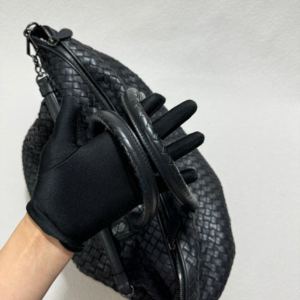 Sold Bottega Veneta Maxi Convertible Tote Bag Hobo Black Leather Two-way Carry 50cm