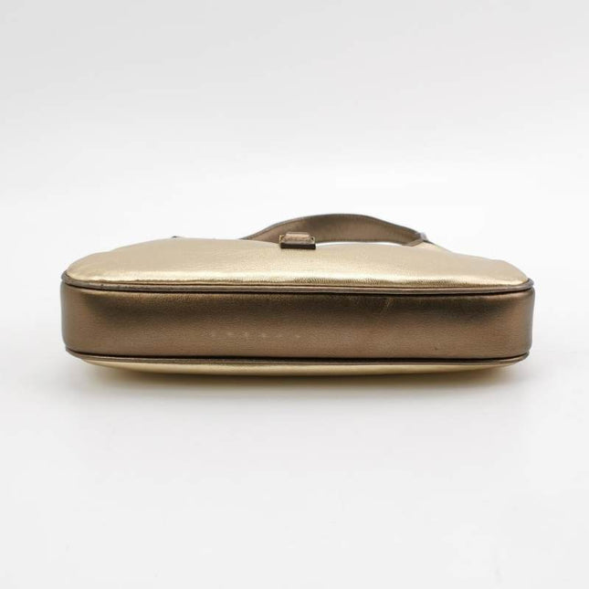 Sold Gucci Jackie Vintage Mini Gold Lambskin Leather Brown Calfskin Leather