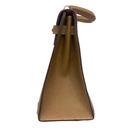 Hermes Kelly 32 Sellier Vintage Gold Epsom Leather Gold Hardware With Strap 1990