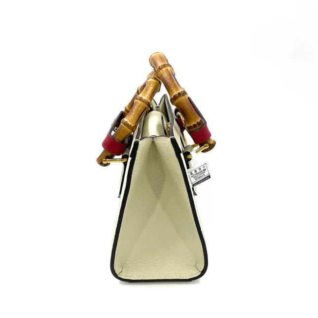 Gucci Diana Small East West Cream White Leather Bag Bamboo Handle with Strap