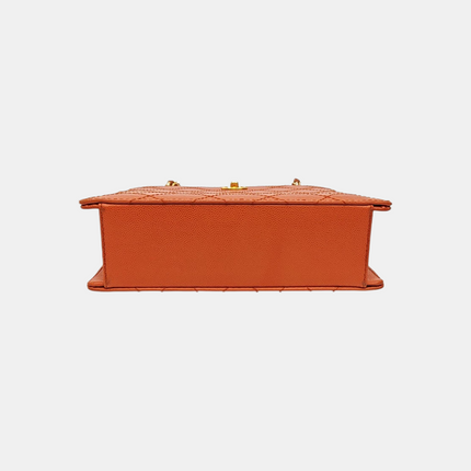 Chanel Vintage Small Matelasse Orange Caviar Leather Top Handle Bag