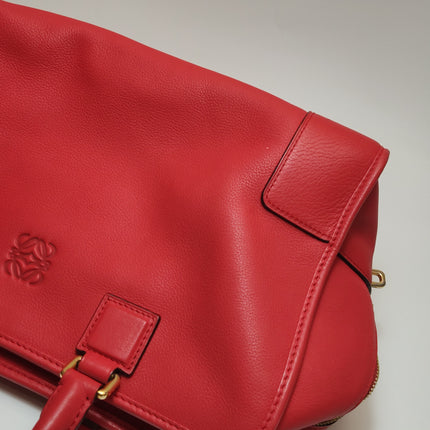 Loewe Amazona 36 Medium Red Leather Snail Lock Gold-tone Hardware