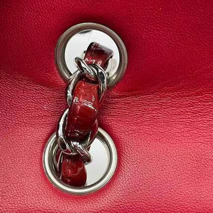Chanel Classic Flap Medium 2011 Red Patent Leather Silver Hardware