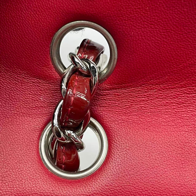 Chanel Classic Flap Medium 2011 Red Patent Leather Silver Hardware