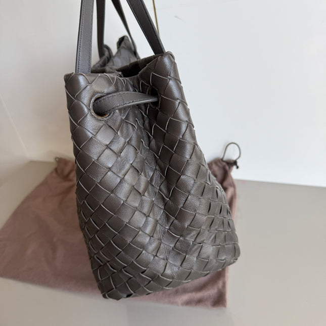 Bottega Veneta NEW Garda Tote Leather Interior Intrecciato Chocolate Brown Medium 24cm