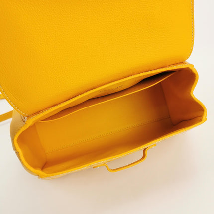 Goyard Saigon Mini Yellow Canvas and Leather Wooden Top Handle Crossbody Bag