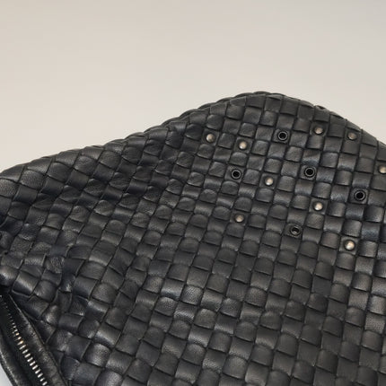 Bottega Veneta Intrecciato Hobo Bag Medium Black leather with Metal Studs 40cm