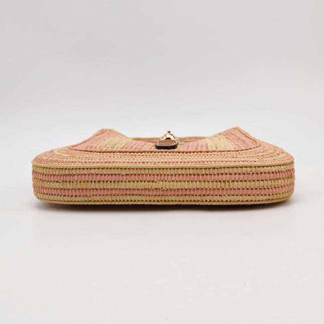 Gucci Jackie 1961 Wicker Bag Pink Gold Hardware Leather Strap