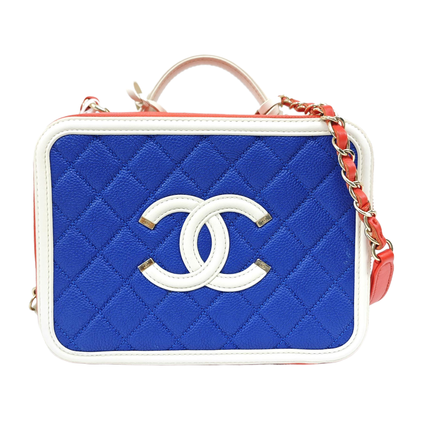 Chanel Filigree Medium Vanity Case Tricolor Caviar Leather, 2018-2019-Luxbags