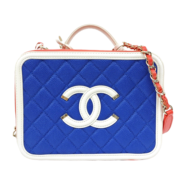 Chanel Filigree Medium Vanity Case Tricolor Caviar Leather, 2018-2019-Luxbags