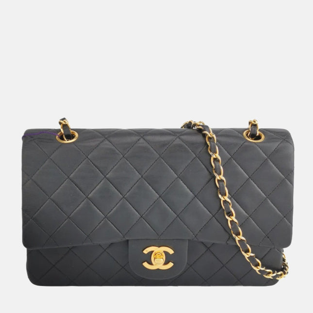 Chanel Classic Flap Vintage Black Lambskin Leather with 24k Gold Hardware-Luxbags