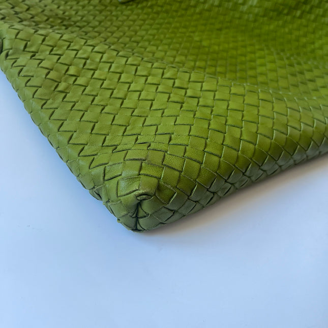 Bottega Veneta Maxi Convertible Tote Bag Hobo Green Leather Two-way Carry 52cm